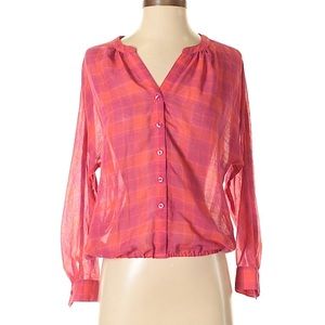 LOFT PLAID BUTTON DOWN BLOUSE